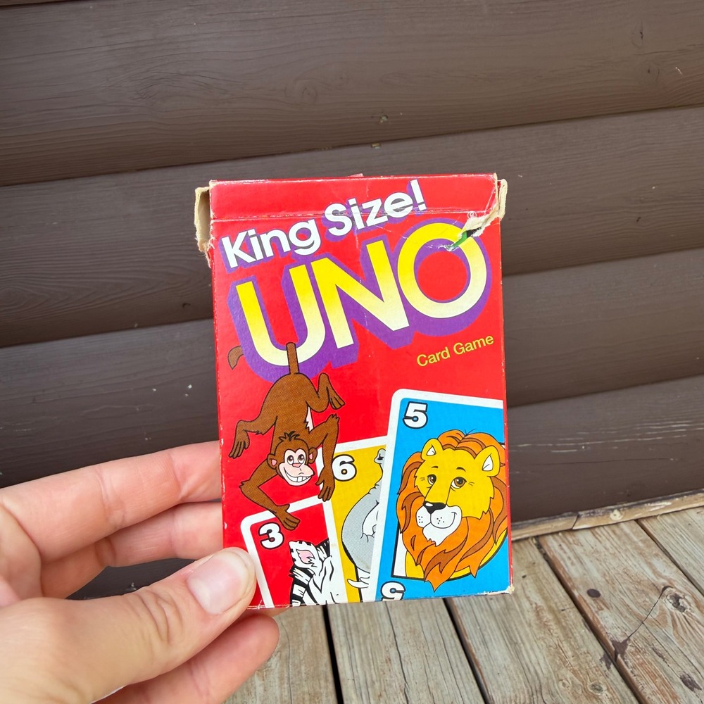 Mattel King Size UNO Card Game Kids Vintage 1994 Red Animal Edition